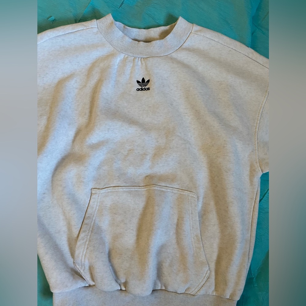 Adidas Block Letter Patchwork Half Sleeve Sweatsh… - image 3